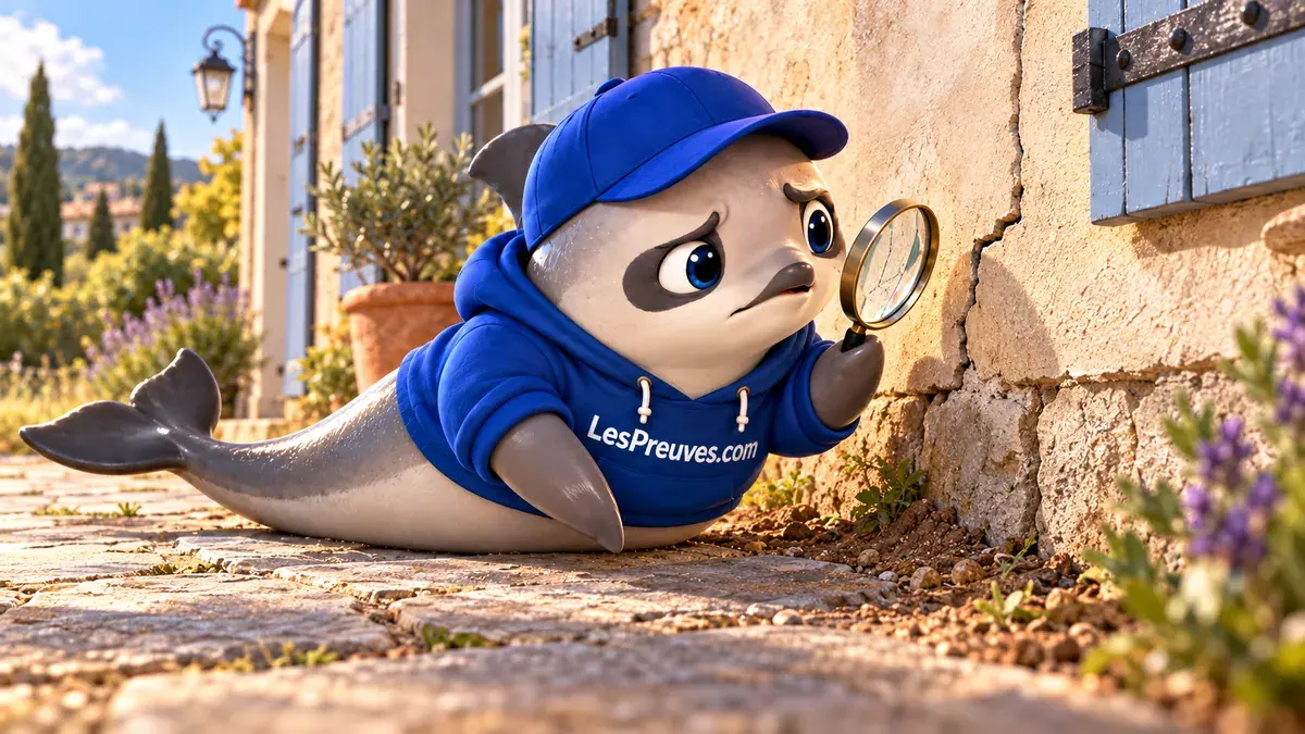 La vaquita examine à la loupe une fissure au pied d’une maison et désigne le sol desséché.