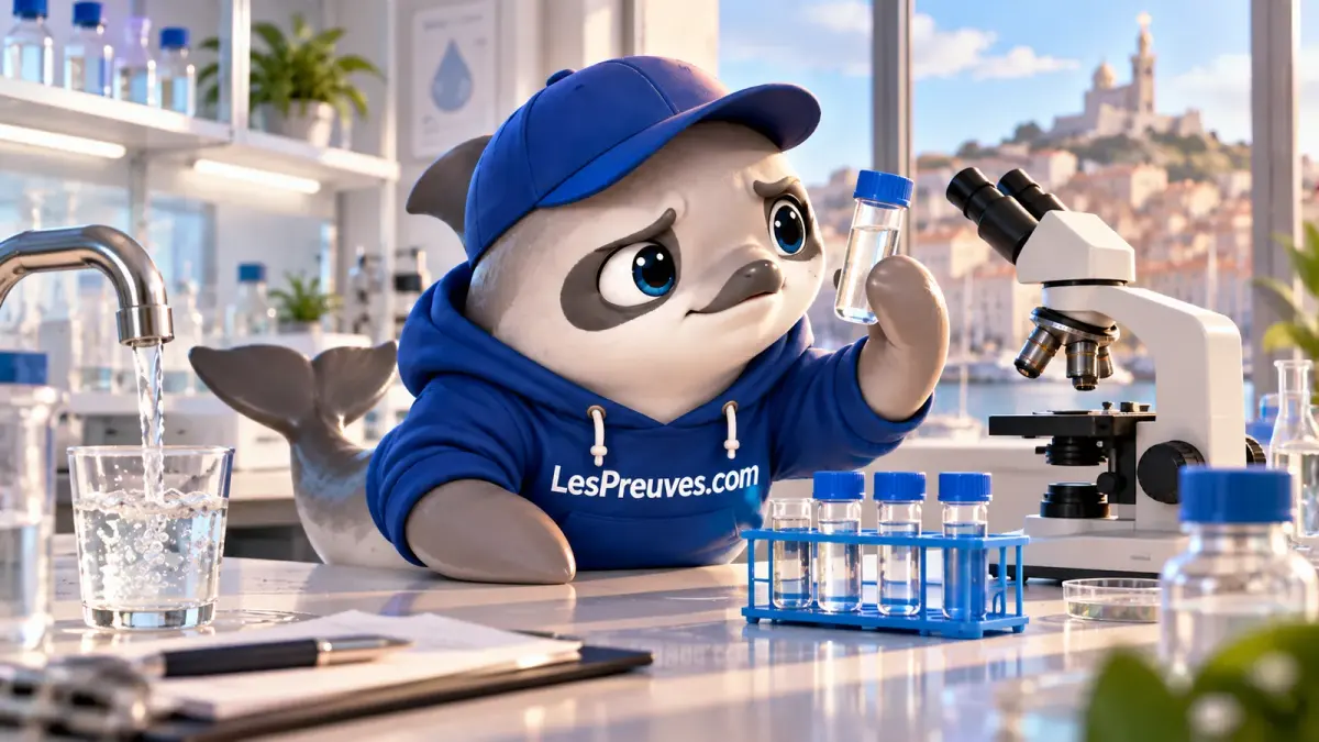 Comprendre les risques sanitaires de l’eau contaminée La vaquita examine un échantillon d’eau au laboratoire, près d’un microscope et d’un robinet.