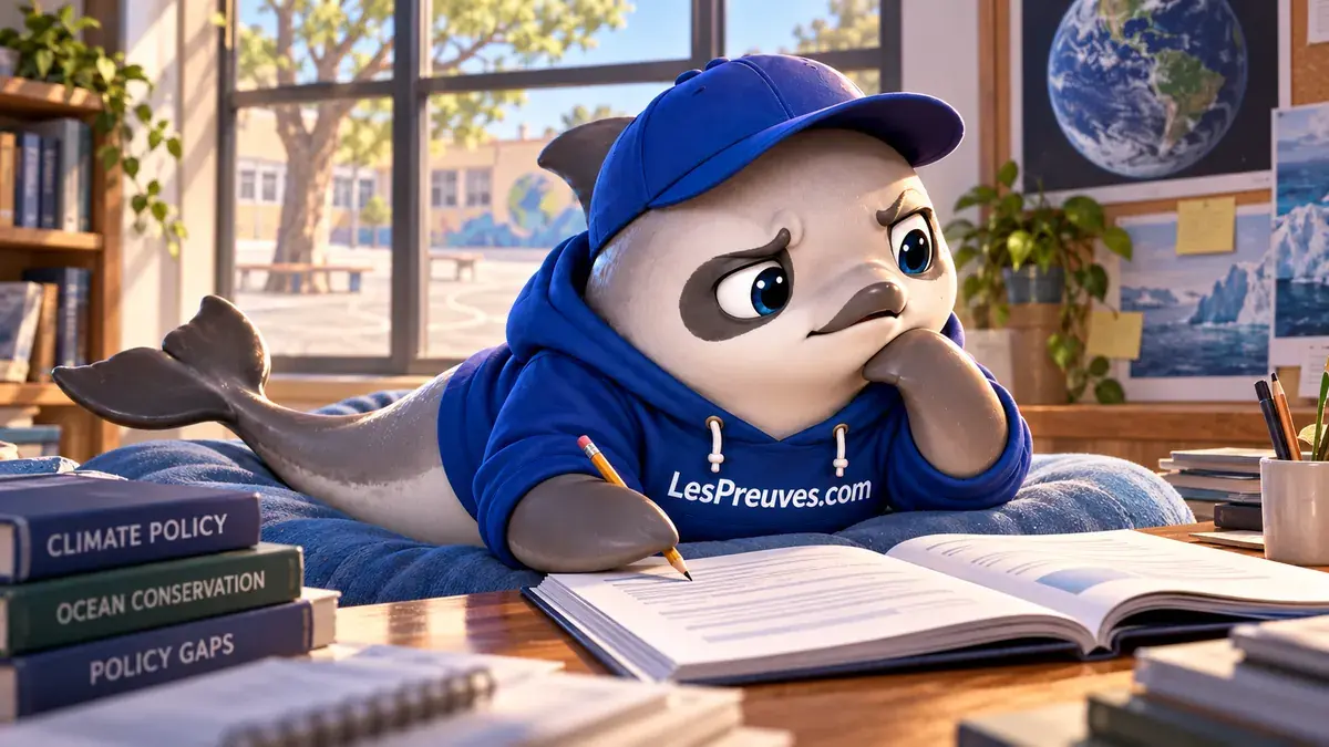 La vaquita au regard critique examine un rapport face à une cour encore peu ombragée.
