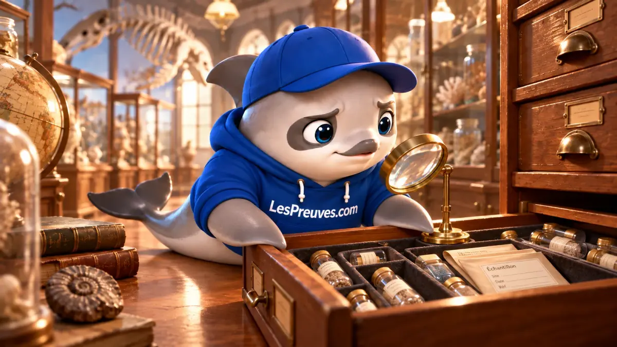 La vaquita examine un tiroir de collection et des échantillons dans un musée.